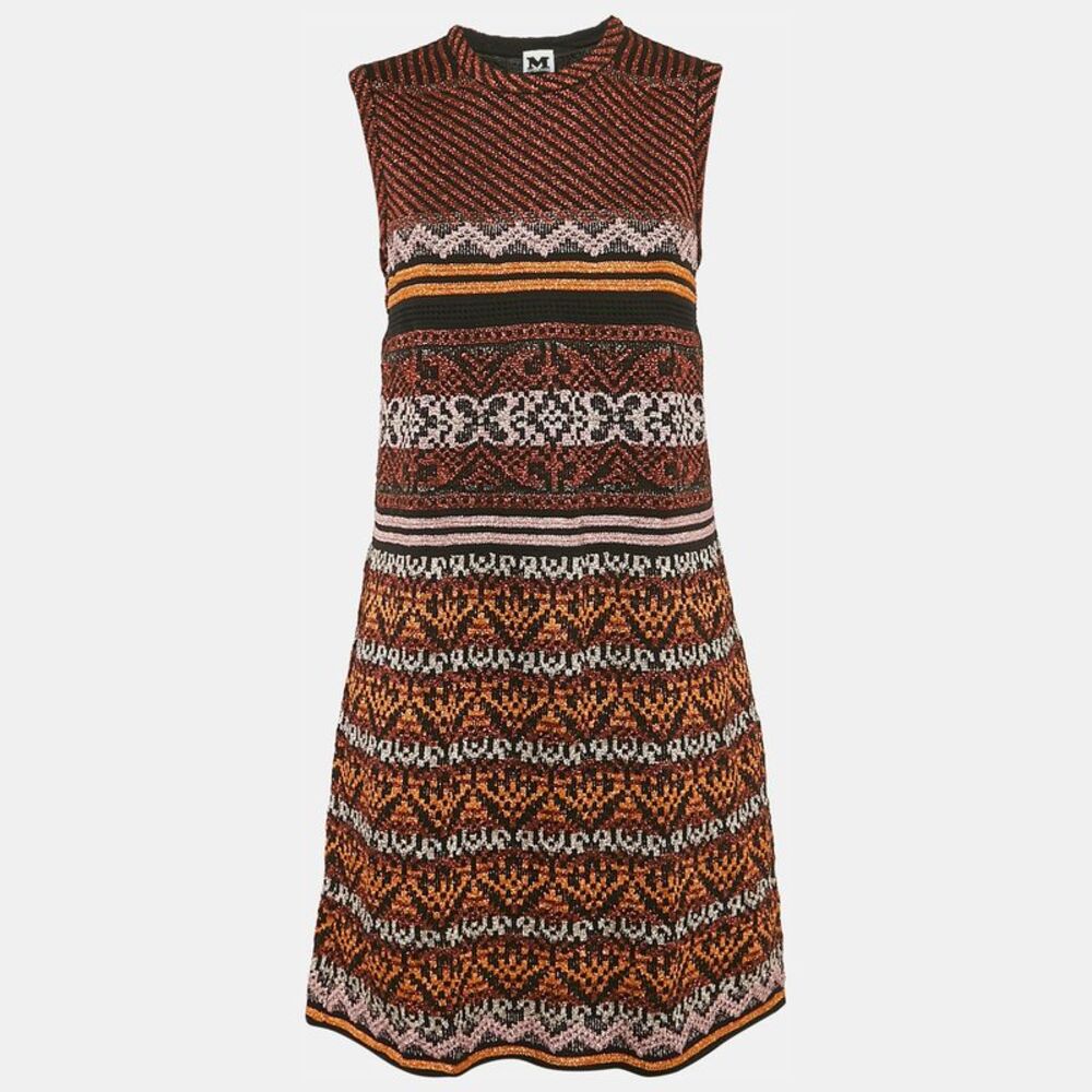 M Missoni Multicolor Patterned Lurex Knit Mini Dress M